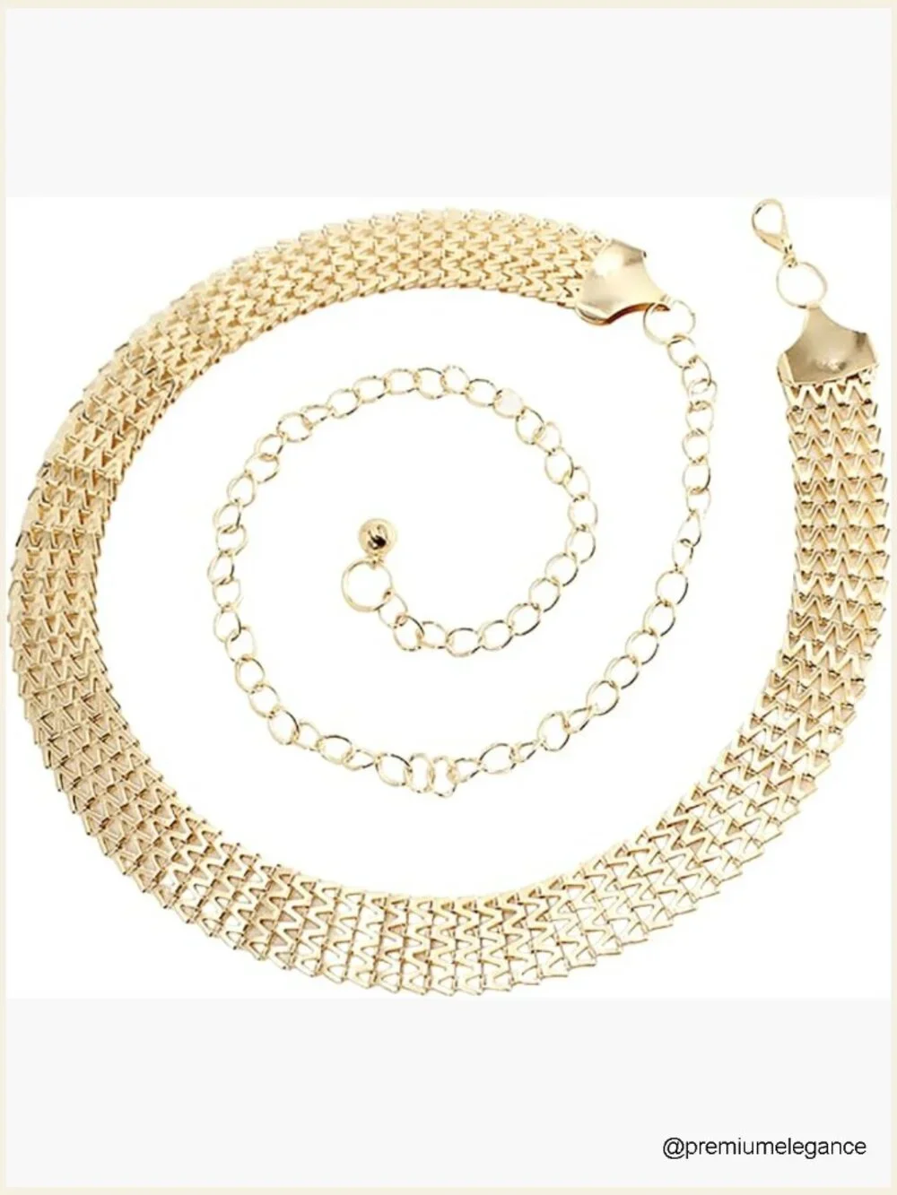 Glitter Gold Chain Belt 1in Wide Adjustable Waist Belt for Dresses